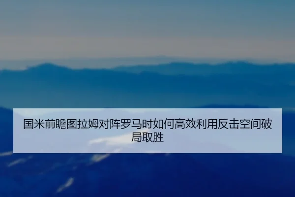 国米前瞻图拉姆对阵罗马时如何高效利用反击空间破局取胜